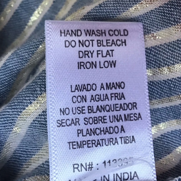 Altar’d State Dusty Blue Metallic Striped Top Size M - Picture 6 of 7